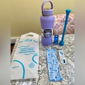 Dyln alkaline water bottle lavender, includes refill filter, stainless steel